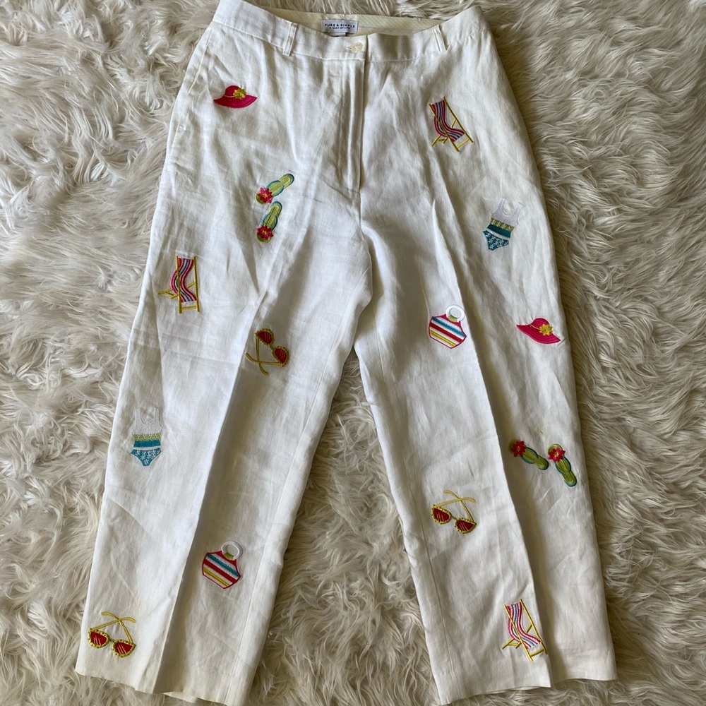 PURE & SIMPLE | Linen Embroidered Pants